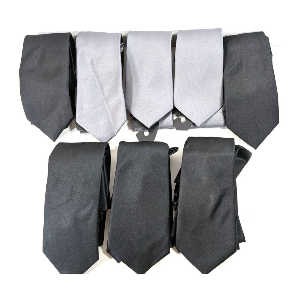 Lot of 8 Stacy Adams Men's ties 5 Black and 3 Gray